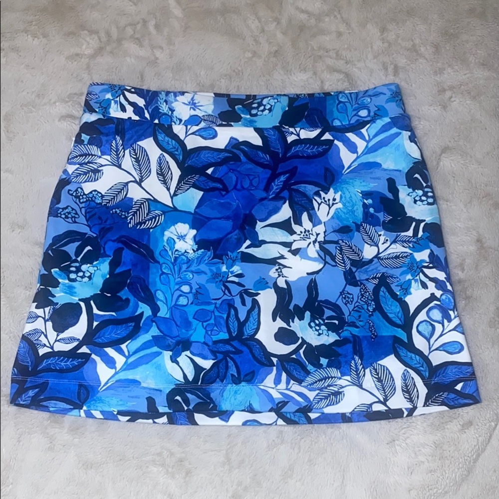Chico's Blue Floral A-Line Skirt